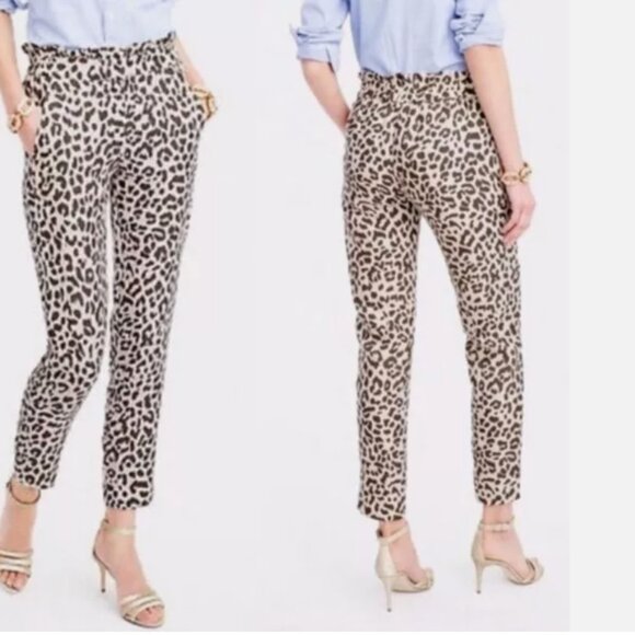 J. Crew Pants - J. Crew TALL‎ High Rise Linen Ruffle Stretch Waist Cropped Dress Pants